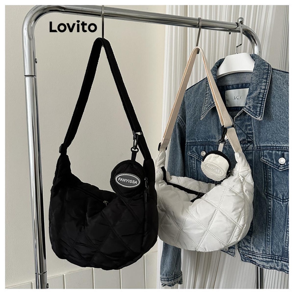 Lovito Casual Plain Basic Zipper Padded Small shoulder bag for Women LFA10009