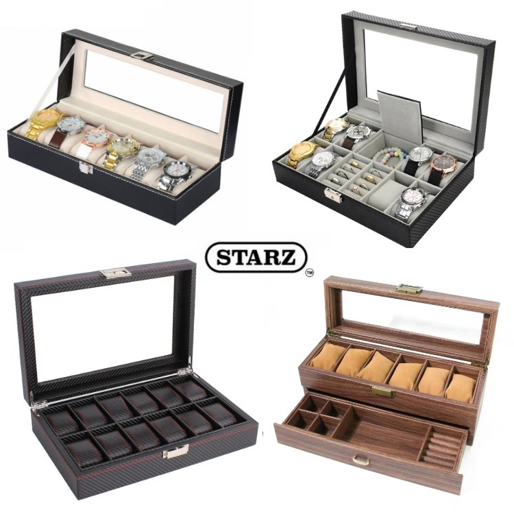 [ STARZ ] 100 Assorted Models - 2 to 24 Slots Watch Storage Display Box / Wooden Watch Jewelry Organizer Gift Case